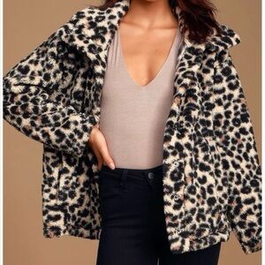 Billabong leopard print Sherpa jacket